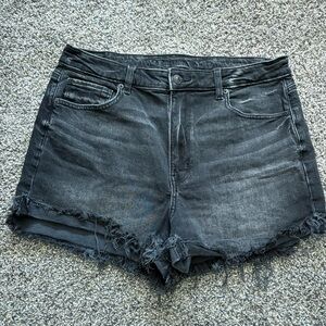 AE black denim mom shorts